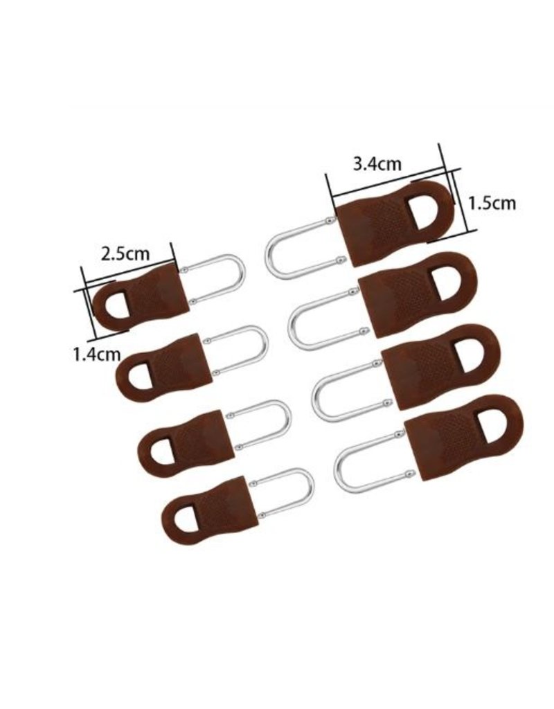 Create  Zipper puller kunststof metaal - 8 stuks