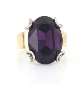 merkloos 14K gouden ring met zilver en amethyst 3.5 ct