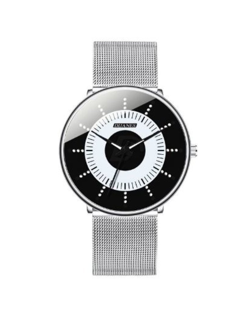 Dijanes  quartz horloge rvs black and white