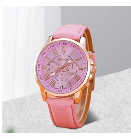 Geneva dames quart horloge  pink (HC 12)