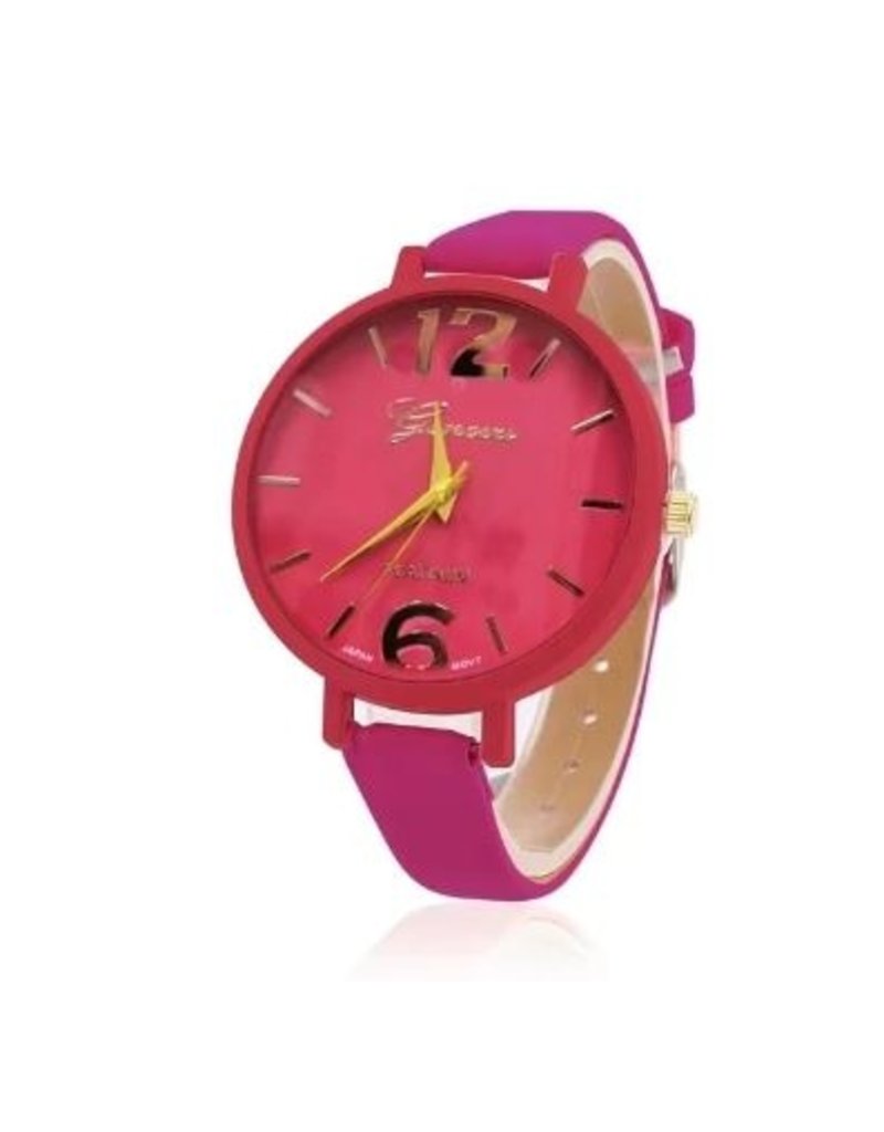 Geneva dames quart horloge slim pink (HC 15)