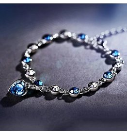 merkloos Modern lovely bracelet dark blue heart