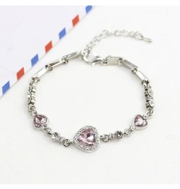 merkloos Liefdevolle armband roze hart ab002