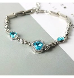 merkloos Liefdevolle armband aqua hart ab003