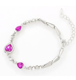 merkloos Liefdevolle armband neon roze hart ab004