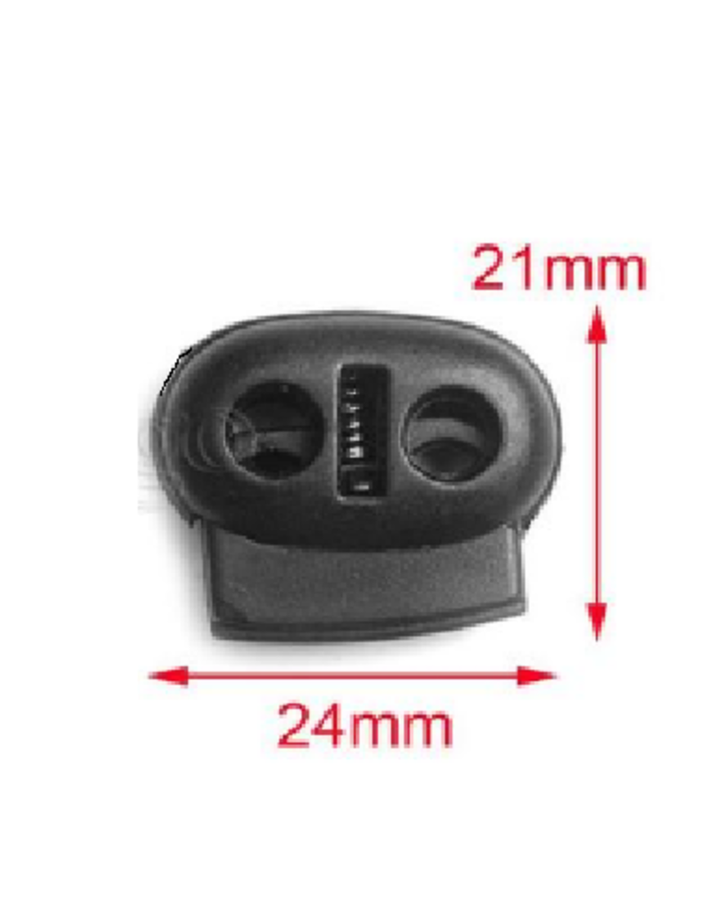 Allesvoordeliger Cord lock 2 holes with edge - black 4 pcs - 21 x 24 mm - (L 3)