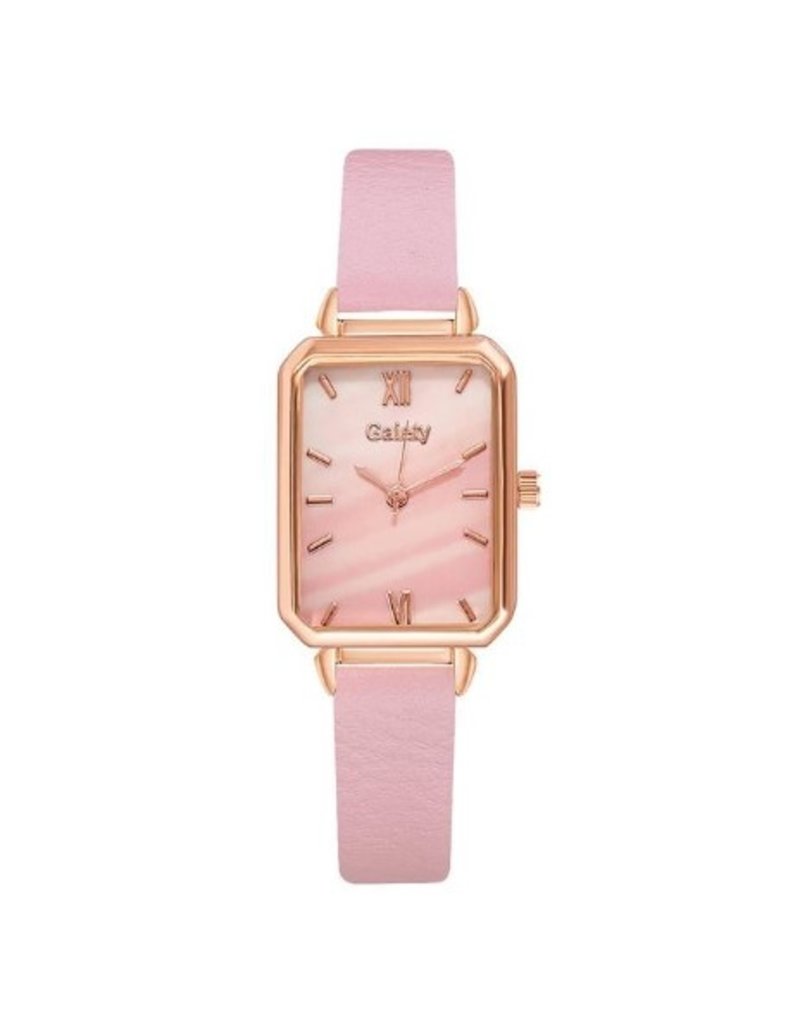 Galety dames horloge square pink QH02