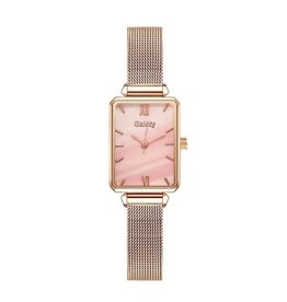 Galety ladies watch sqare pink metal qh 04