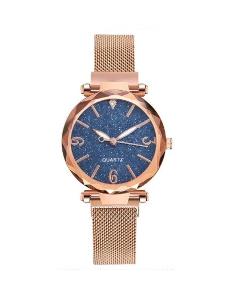 merkloos Dames quartz horloge Blue hart pink  HQ 13