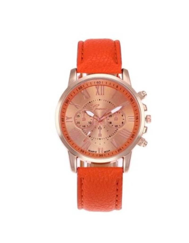 Geneva quartz watch orange orange twist A14