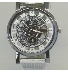 merkloos Skeleton Quartz horloge dw 4032 sir zilverkleurig