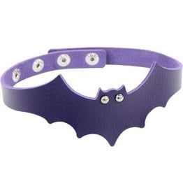 Allesvoordeliger Collar vleermuis - bdsm collar purple - 1 stuk - imitatieleder - verstelbaar - ca. 38 cm (R 7)