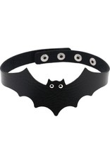 Allesvoordeliger Collar vleermuis - bdsm collar black - 1 stuk - imitatieleder - verstelbaar - ca. 38 cm