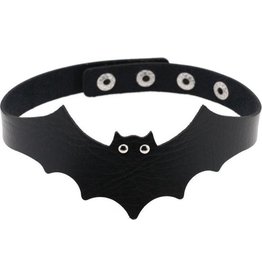 Allesvoordeliger Collar vleermuis - bdsm collar black - 1 stuk - imitatieleder - verstelbaar - ca. 38 cm  (R4)