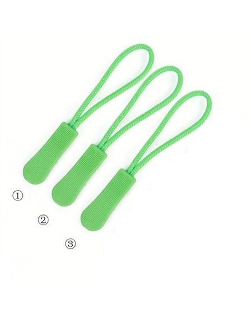 Create  Zipper puller groen fluor 3 stuks
