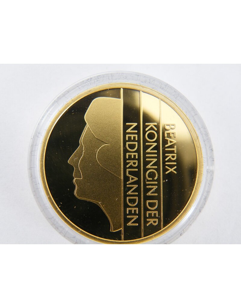 merkloos 14 karaat gouden gulden munt 2001 ongecirculeerd