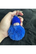 Children Baby pompom sleutelhanger -  donker blauw - 8 x 11 cm