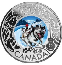 merkloos Canadian silver 3 dollar husky