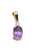 merkloos 9K gold chain pendant with amethyst and diamond
