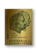 merkloos Postzegel 75 jaars troonswisseling 2023 24K goud