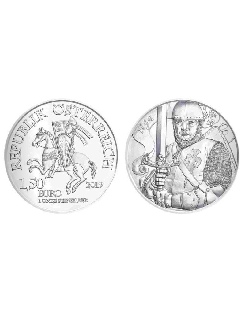 merkloos Oostenrijk 1.5 euro 2019 Leopold V  zilver