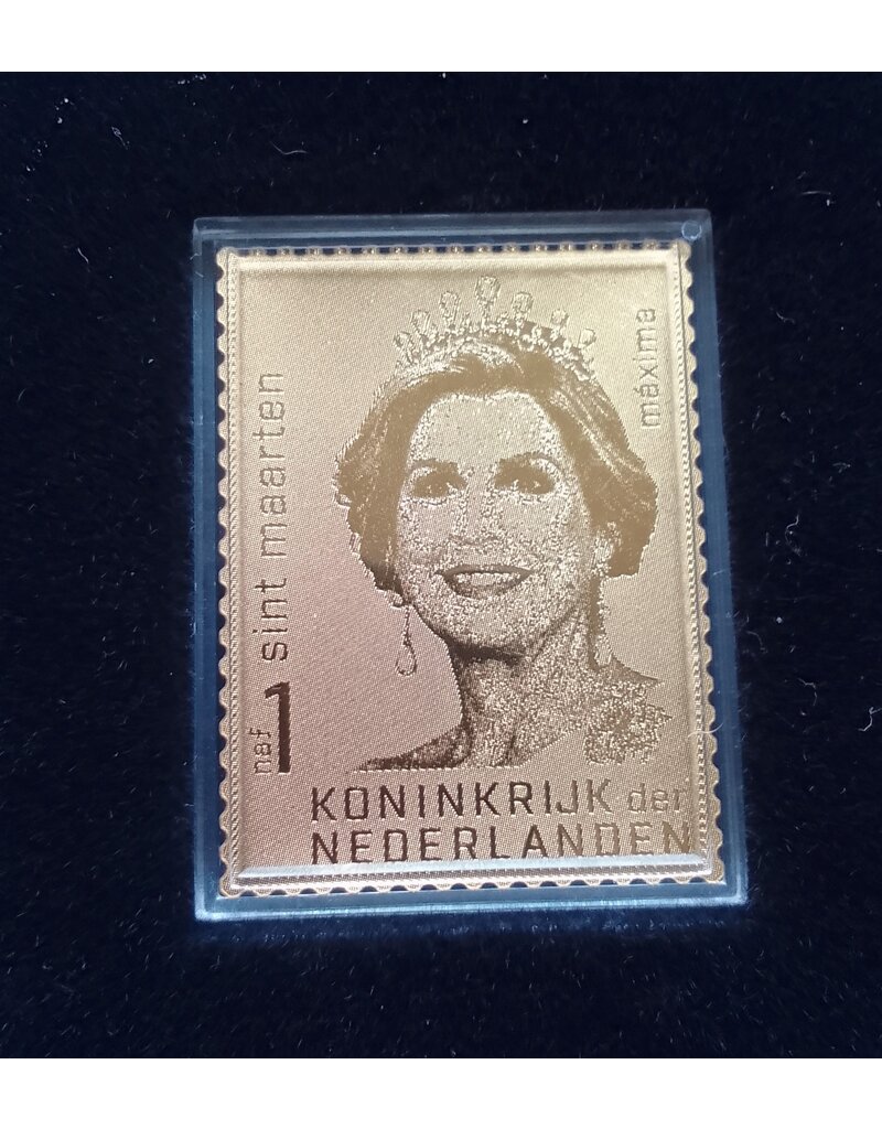 merkloos Postage stamp Queen Maxima 24 carat gold Sint Maarten