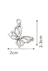 merkloos hanger / bedeltje vlinder zilverkleur 1 stuk