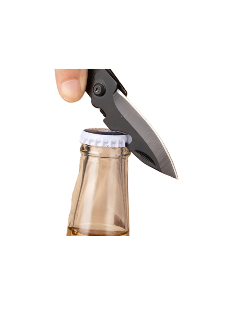 Camp4Charity Pocket knive tin thing black - key chain - bottle opener