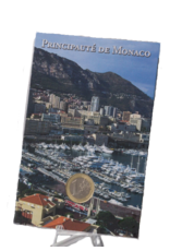 merkloos Monaco 1 euro munt 2007 in kaart ongecirculeerd