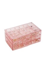 merkloos Opbergbak met 3  x 24 vakjes - 23,5 x 14.5 x 10.5 cm - roze