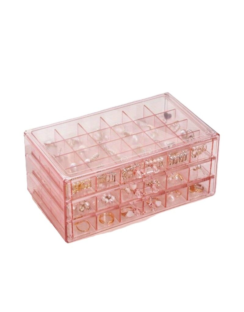 merkloos Storage box with 3 x 24 compartments - 23.5 x 14.5 x 10.5 cm - pink