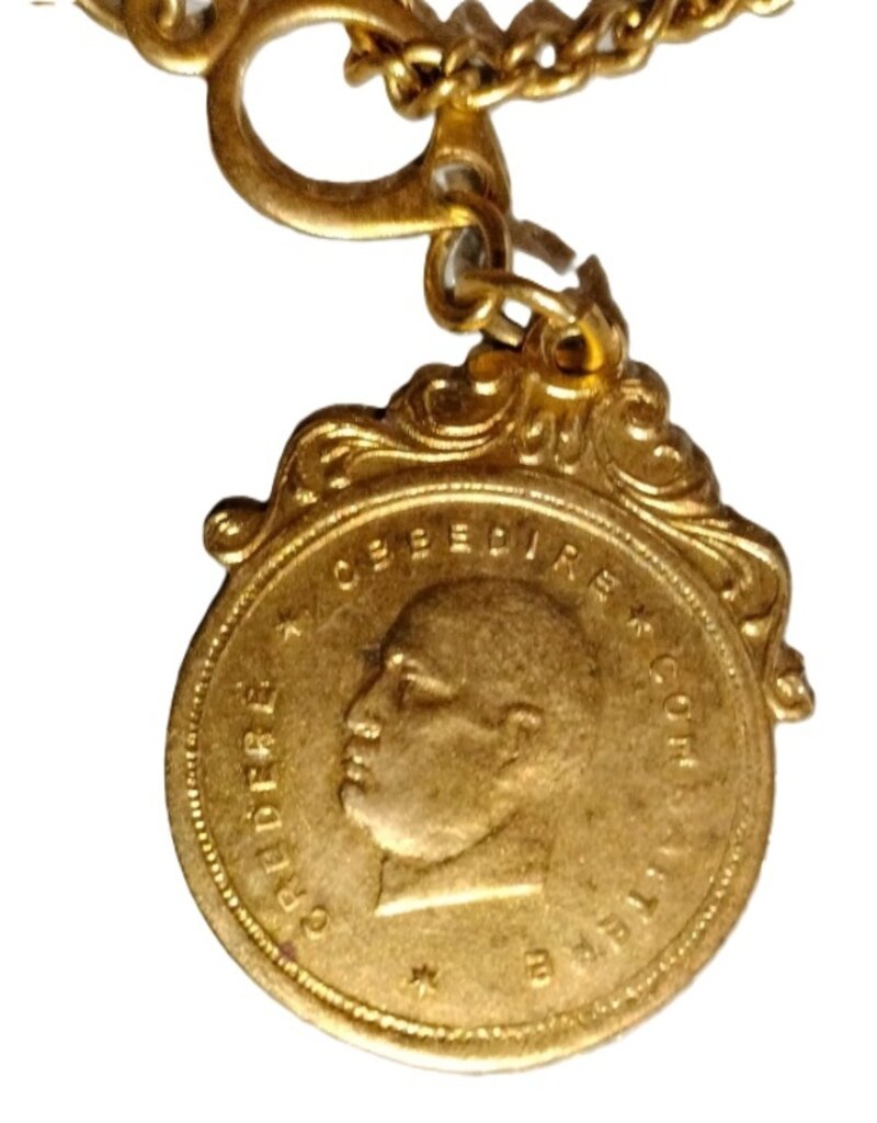 merkloos Medaille met ketting goud van het volk 1935 italie