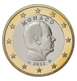 merkloos Monaco 1 euro munt 2022 UNC