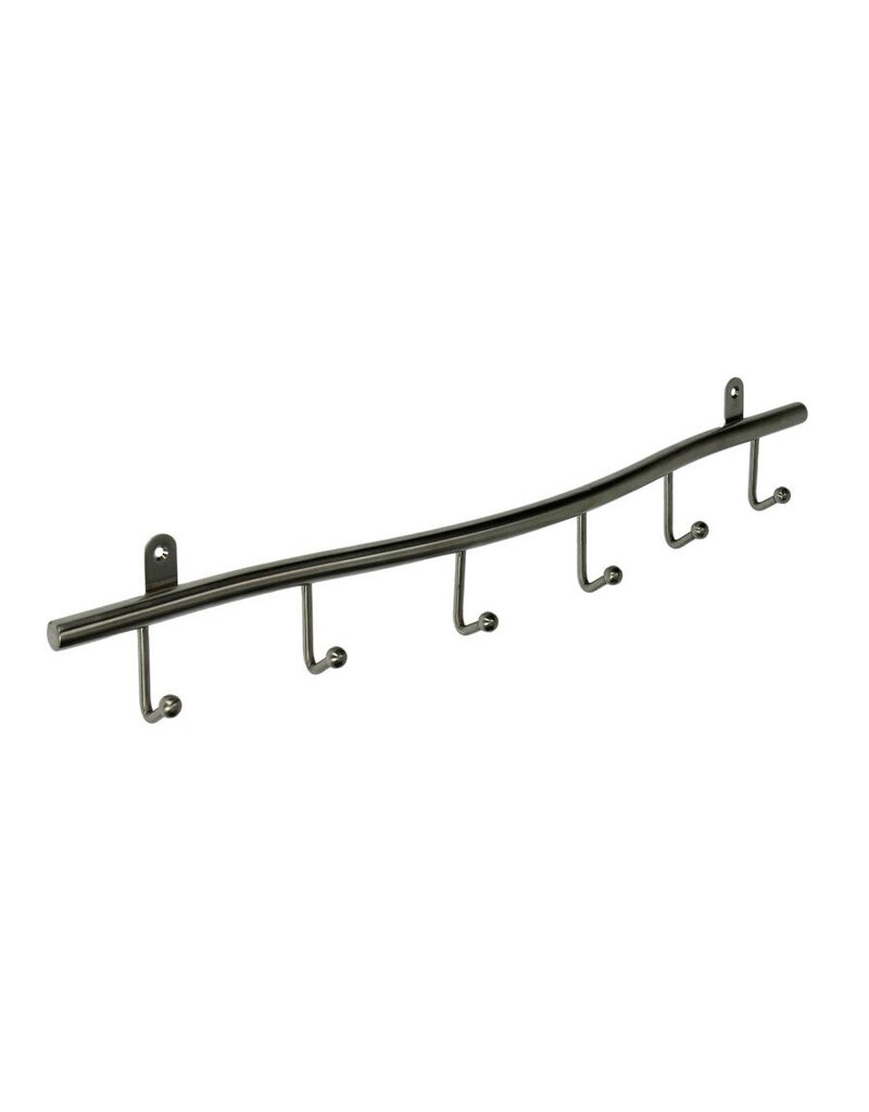 Sam door and wall coat rack stainless steel 6 hooks 60 x 1.7 x 6.5 cm