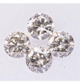 merkloos 4 stuks Diamant - 1,68 ct - Rond - L - Lichtgrijs - I1 - I2 EX/VG/EX