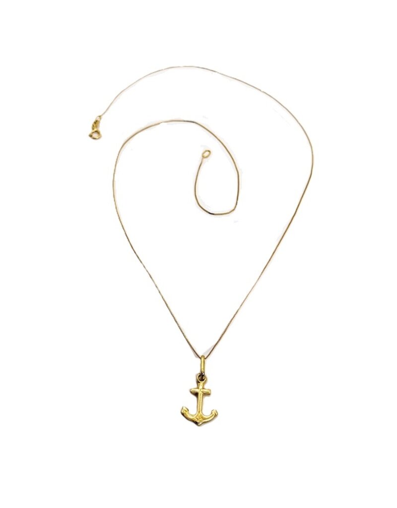 merkloos 18K gouden ketting met hanger anker