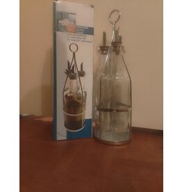 Roma Roma olie en azijnstel - glas en metaal - 3 delig - met schenktuit