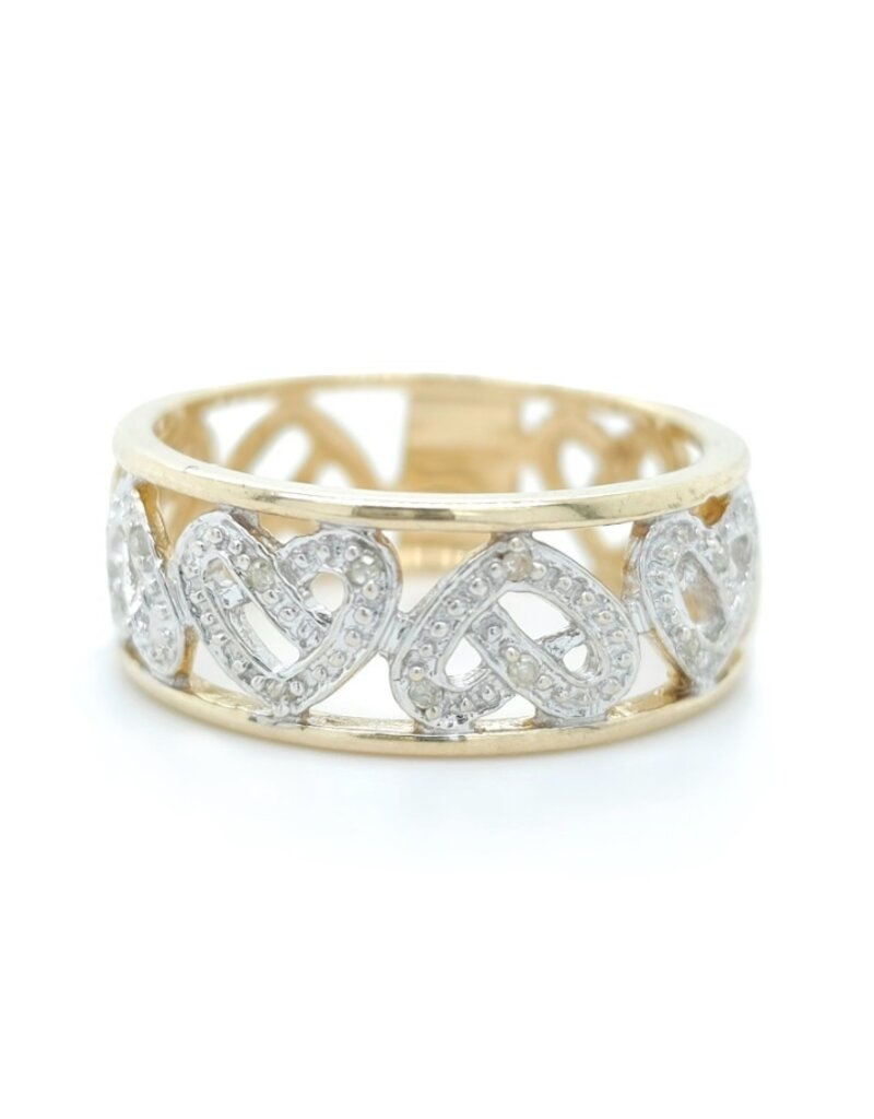 merkloos 9 carat yellow gold ring inlaid with diamonds