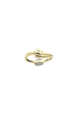 merkloos Gold signet ring inlaid with 2 diamonds -  size 52