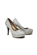 merkloos Hoge pumps zilver met glitter - diverse maten