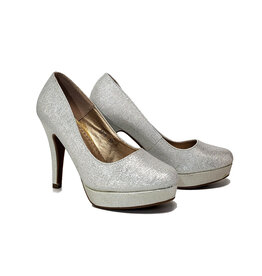 merkloos Hoge pumps zilver met glitter - diverse maten