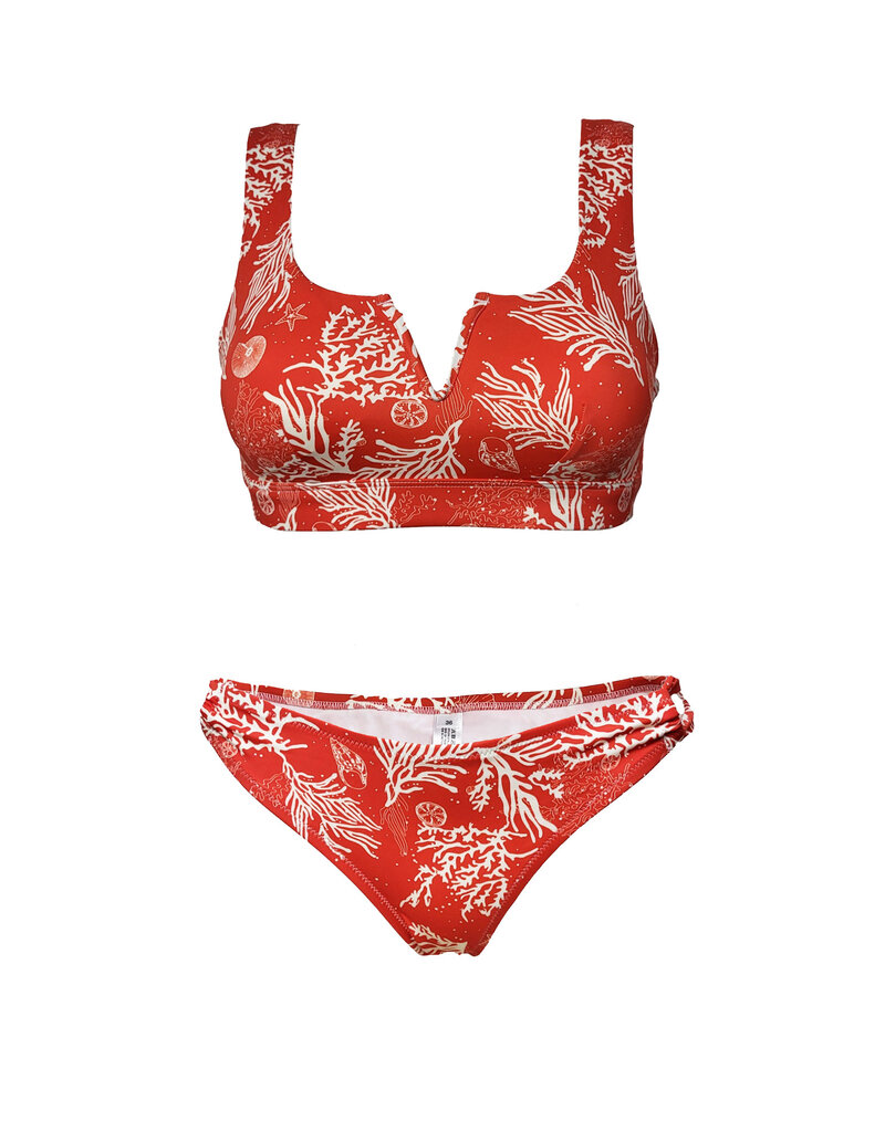 merkloos Bikini rood met print - badmode - dames