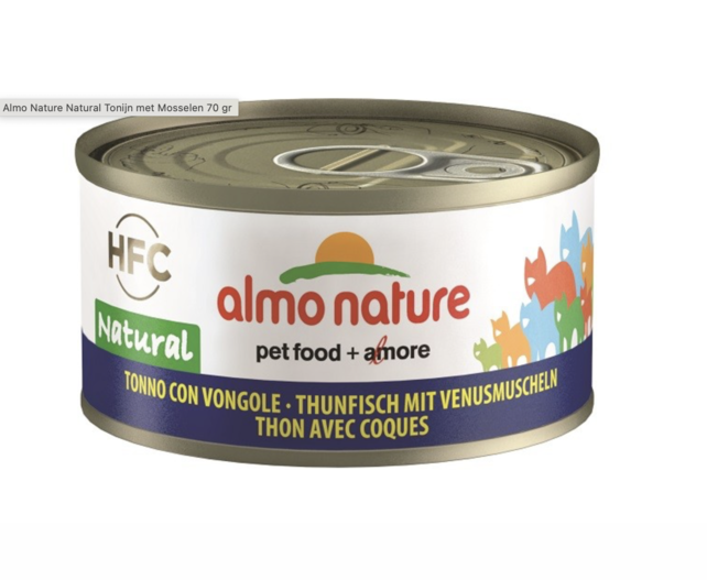 Blikvoeding Kat HFC Natural Tonijn met Mosselen 70 gr