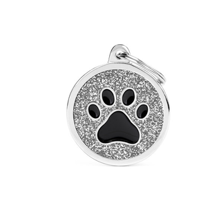 Penning Grey Big Glitter Circle Black Paw