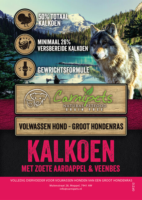 Graanvrij Volwassen Hond Groot Kalkoen 12 kg