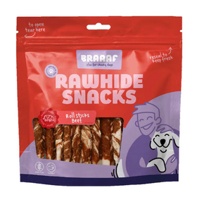 Braaaf rawhide roll sticks rund en vis 25 stuks