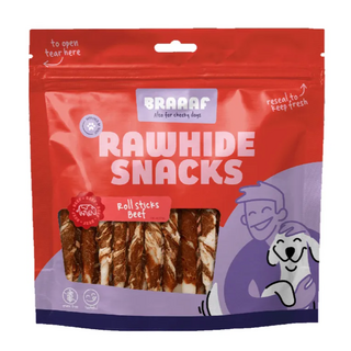 Braaaf rawhide roll sticks rund en vis 25 stuks