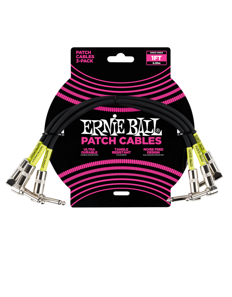 Ernie Ball 6075 Patch kabel dubbel haaks 30 cm 3-pack