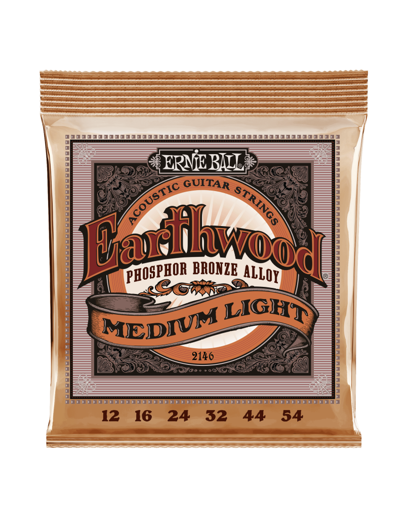 Ernie Ball 2146 Earthwood phosphor bronze acoustic medium light guitar strings 012-054