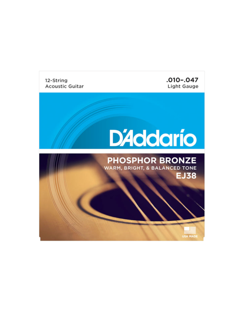 D'addario EJ38 Light 12-string acoustic guitar strings 010-047